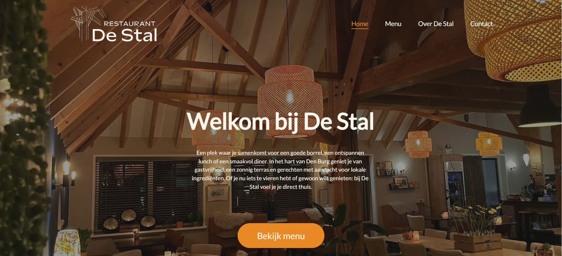 Homepage van de website van Restaurant De Stal in Den Burg