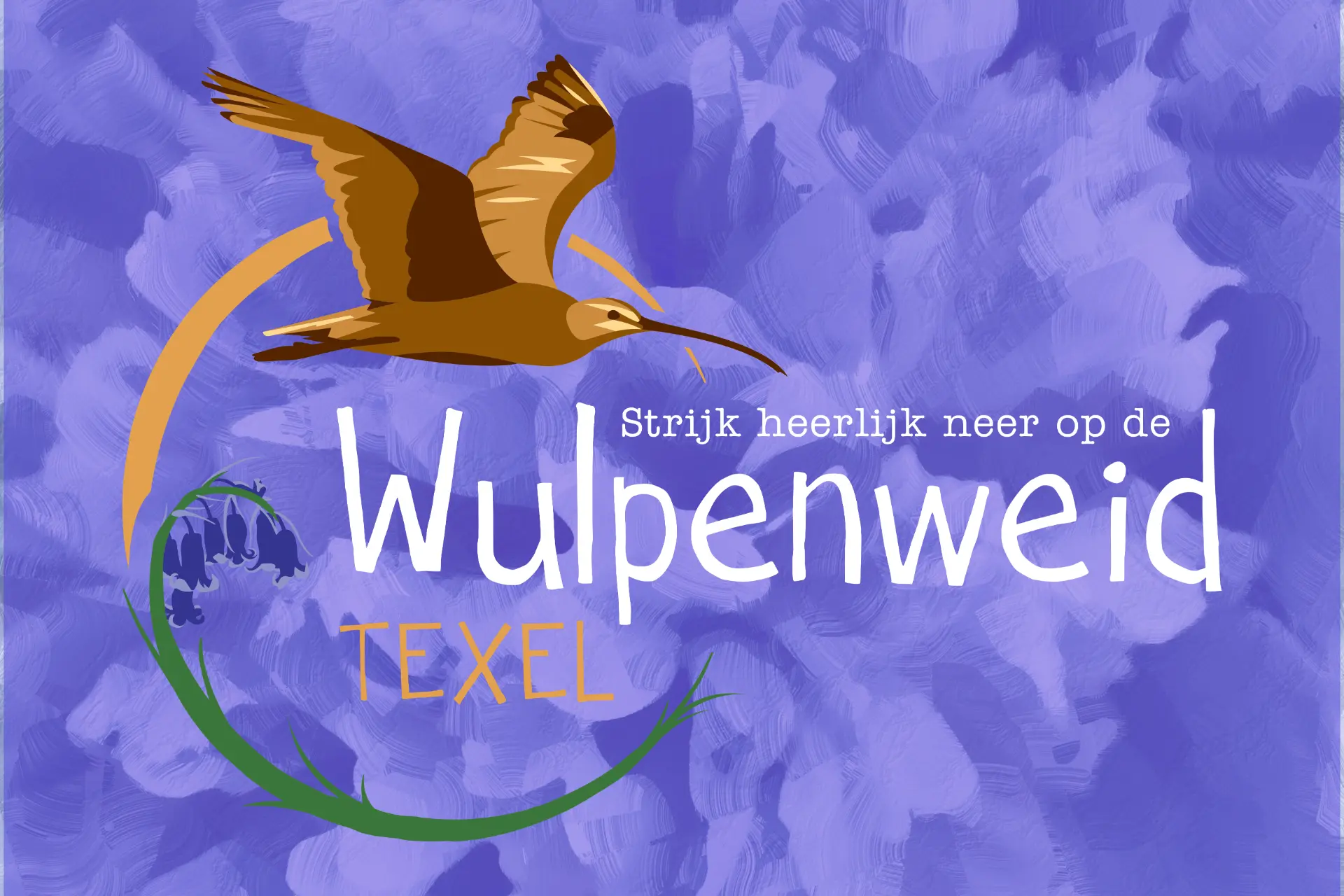 Vlagontwerp voor Wulpenweid Texel met hyacint-paarse achtergrond