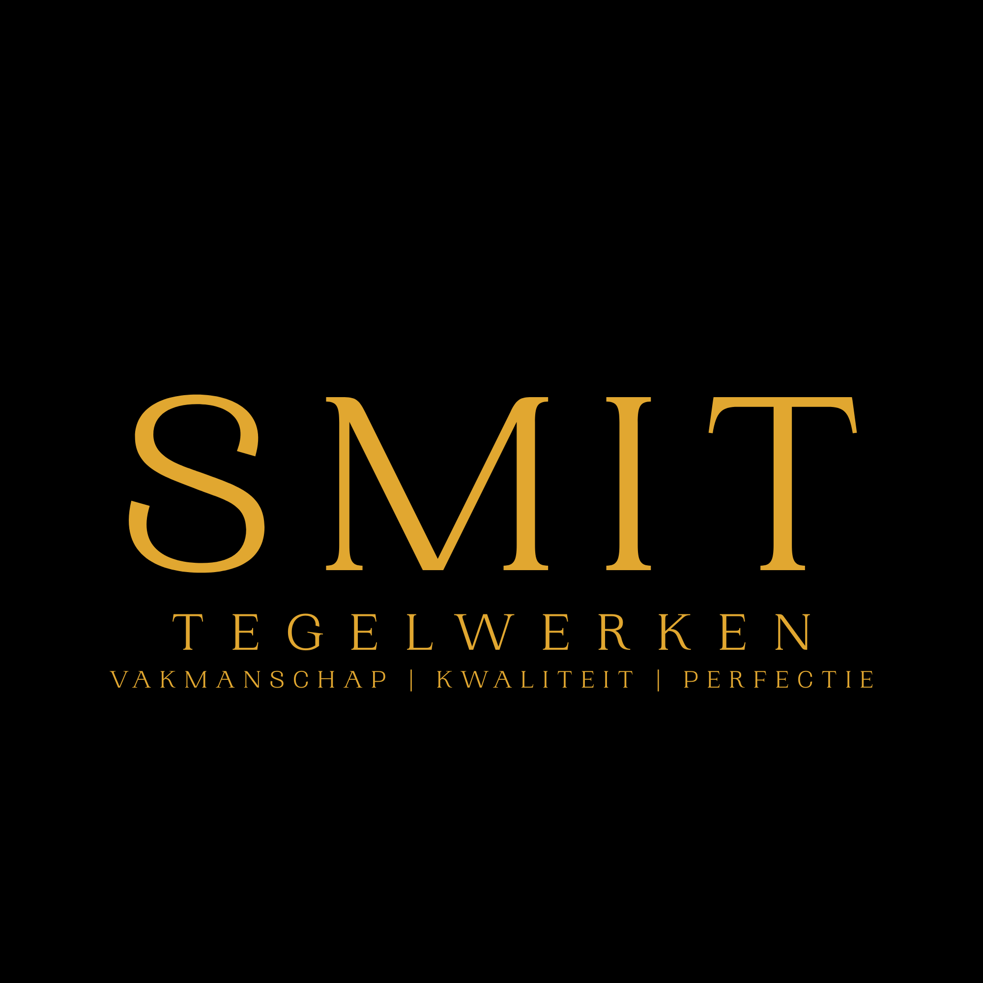 Logo van SMIT Tegelwerken in goud op zwart